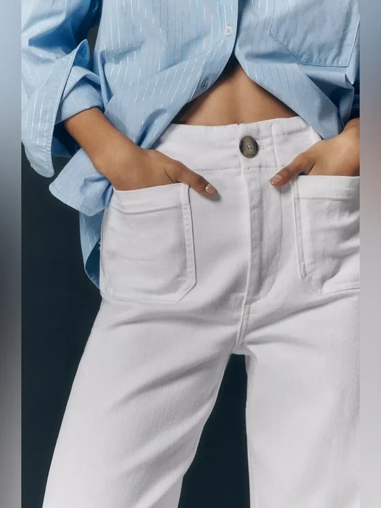 The Colette Crop Wide-Leg Jeans by Maeve White Size 29 Front Pockets EUC - Picture 5 of 13